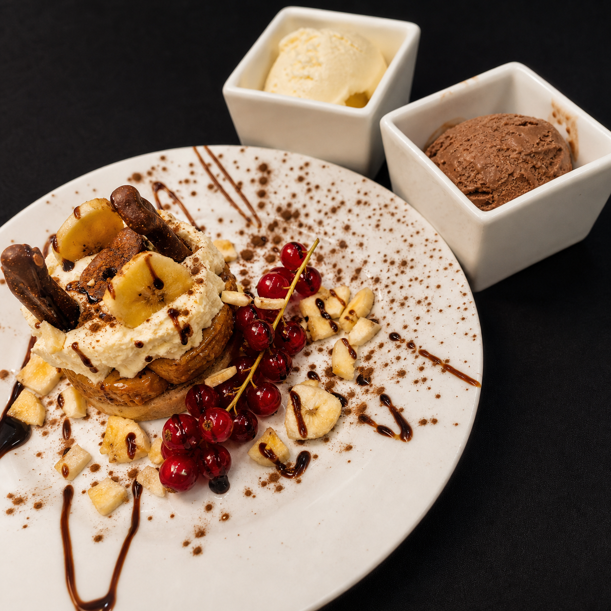 Enhanced dessert plate concept for The Bank Bar and Grill